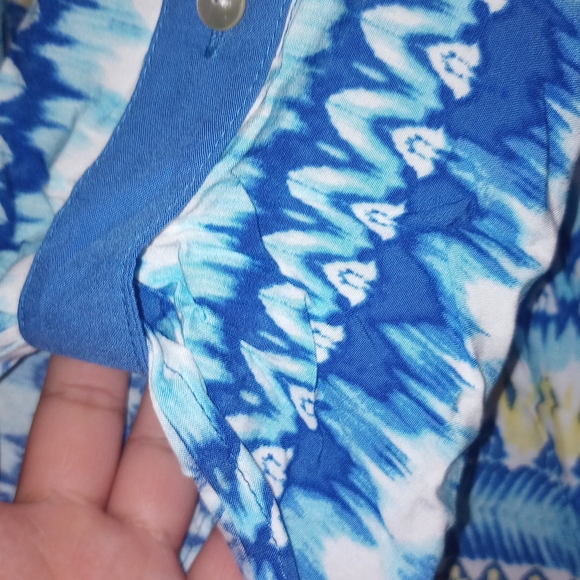 Ruby Rd. Blue and Yellow Patterned Blouse - Picture 5 of 7